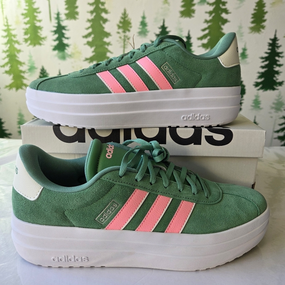 Adidas VL Court Bold Womens green Platform Shoes- size 10